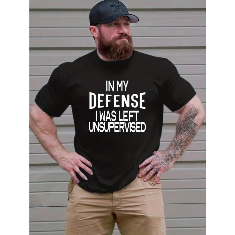 Men's Slogan Print Round Neck Short Sleeve Casual T-Shirt Made in USA Hoodie, Sweatshirt | GrindPrints.com
