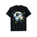 Men's Soccer Christmas Lights Graphic Tee - Casual Cotton Short Sleeve T-Shirt, Breathable & Machine Washable, Crew Neck,...