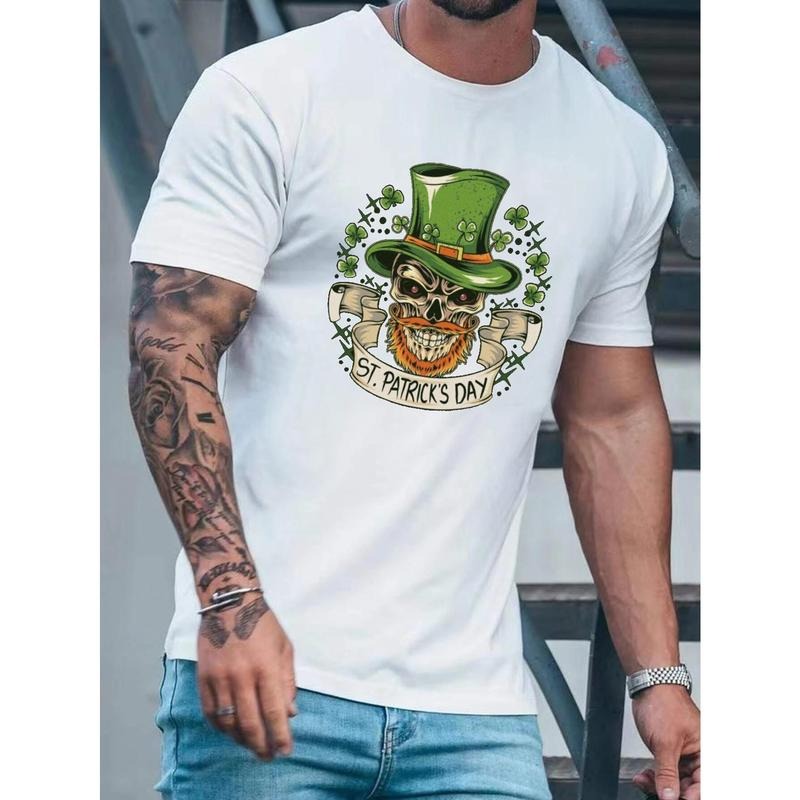 Men's St. Patrick's Day Skeleton Graphic T-Shirt