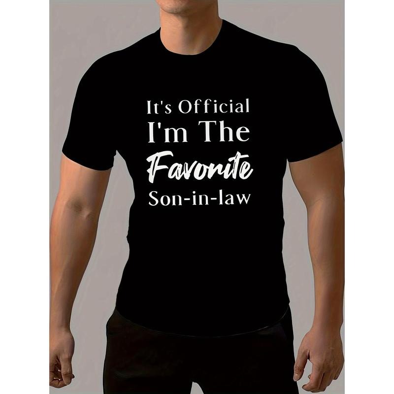 Summer "'S OFFICIAL I'M FAVORITE SON LAW" Print Crew Neck Short Sleeve Tops Daily Outerwear Made USA T-Shirts, Hoodie, Sweatshirt