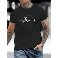 Men's Summer Regular Fit Fashionable Casual T-Shirt With Ecg & Fishing Man Printed Made in USA Hoodie, Sweatshirt