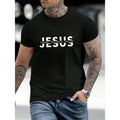 Men's Summer Slogan Jesus Printed Short Sleeve Round Neck Casual Work T-Shirt Made In USA Hoodie, Sweatshirt