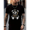 Men's T-shirt, Sunglasses Bear Print Short Sleeve Crew Neck Tees For Summer, Casual Outdoor Comfy Clothing For Male Made...