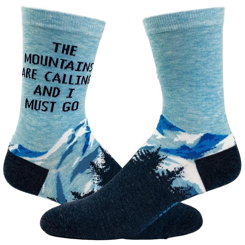 Men's The Mountains Are Calling And I Must Go Socks Funny Outdoor Camping Adventure Hiking Footwear Funny Graphic Socks...