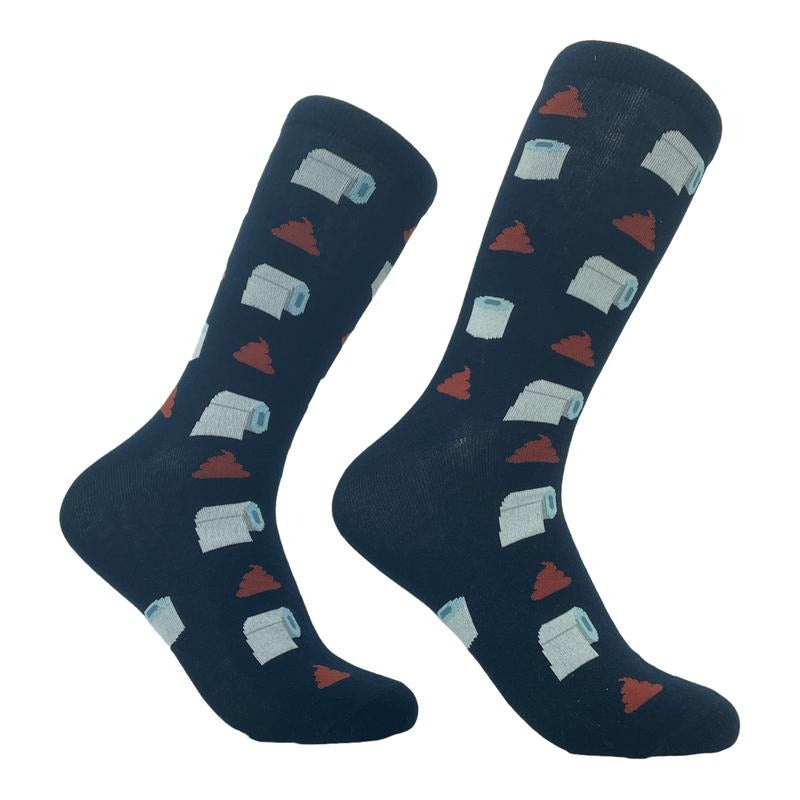 Men's Toilet Paper And Poop Socks Funny Bathroom Humor TP Turd Graphic Novelty Footwear Funny Graphic Socks Comfortable...