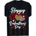 Lightweight Comfy Cotton Leopard & Plaid Hearts Print Round Neck Casual Top Made Usa T-Shirts, Hoodie, Sweatshirt