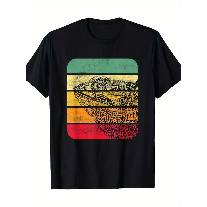 Men's Vintage Sunset Graphic Tee - 100% Cotton, Breathable & Soft, Short Sleeve Crew Neck T-Shirt with Geometric Print |...