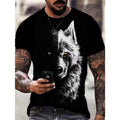 Men's Wolf Print Round Neck Short Sleeve T-Shirt Made in USA Hoodie, Sweatshirt | GrindPrints.com