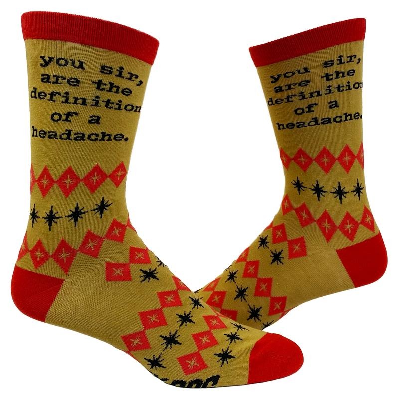 Men's You Sir Are The Definition Of A Headache Socks Funny Retro Sarcastic Footwear Funny Graphic Socks Comfortable...