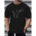 Men's cat print t-shirt, casual short sleeve cotton blend round neck t-shirt, outdoor men's clothing Menswear Top Hoodie,...
