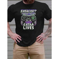 Men's lettering and game console graphic print fashionable summer short-sleeved T-shirt made in usa Hoodie, Sweatshirt