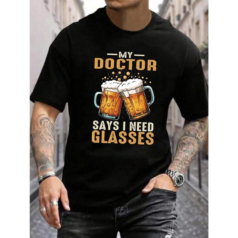 Men's summer beer print T-shirt with round neck and short sleeves made in usa Hoodie, Sweatshirt | GrindPrints.com