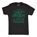 Mens A Little Irish A Lot Of Trouble T Shirt Funny Saint Patrick's Day Parade Graphic Novelty Tee for Guys Mens Funny T...
