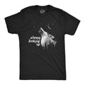 Mens Always Looking Up T Shirt Funny Howling Wolf Moon Tee For Guys Mens Funny T Shirts Cool Tees Soft Stylish Casual...