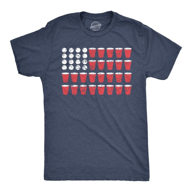American Flag Beer Pong Funny Fourth July Drinking Guys Funny Cool Soft Casual Menswear Patriotic Funny Beer Short Sleeve Novelty Navy T-Shirts, Hoodie, Sweatshirt