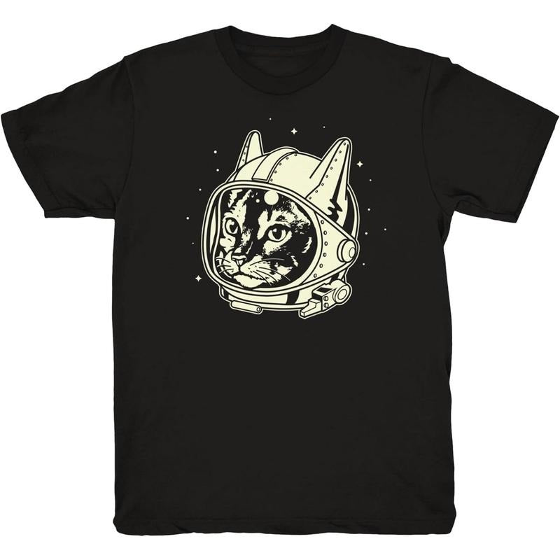 Mens Astro Cat T Shirt Funny Cool Graphic Printed Guys Tee Black made in usa Hoodie, Sweatshirt | GrindPrints.com
