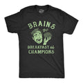 Mens Brains The Breakfast Of Champions T Shirt Funny Halloween Zombie Joke Tee For Guys Mens Funny T Shirts Cool Tees...