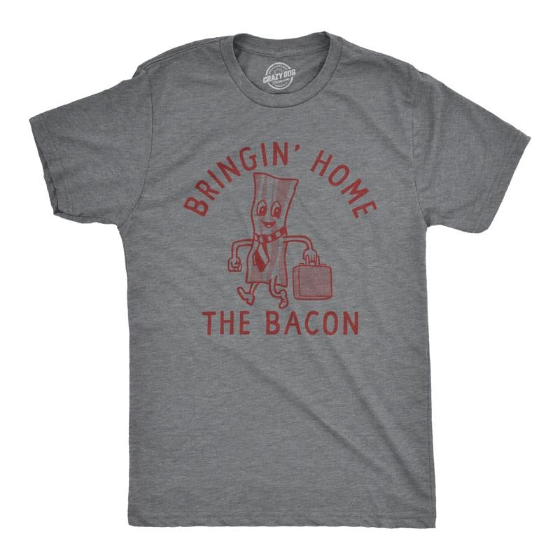 Bringing Home Bacon Funny Office Job Business Man Money Joke Guys Funny Cool Soft Casual Menswear Office Funny Food Short Sleeve Dark Grey T-Shirts, Hoodie, Sweatshirt