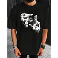 Mens Cartoon Print Crew Neck T-Shirt