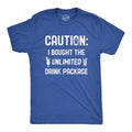 Mens Caution I Bought The Unlimited Drink Package T Shirt Funny Cruise Vacation Tee Mens Funny T Shirts Cool Tees Soft...
