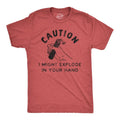 Mens Caution I Might Explode In Your Hand T Shirt Funny 4th Of July Firework Graphic Novelty Tee Mens Funny T Shirts Cool...
