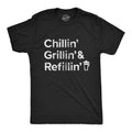 Mens Chillin Grillin and Refillin T Shirt Funny Backyard BBQ Novelty Graphic Tee Mens Funny T Shirts Cool Tees Soft...