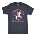 Mens Christmas Is Magical T Shirt Funny Santa Claus Fantasy Unicorn Tee For Guys Mens Funny T Shirts Cool Tees Soft...