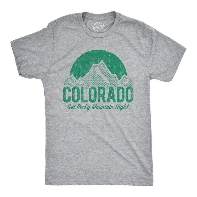 Mens Colorado Get Rocky Mountain High Tshirt Funny 420 Marijuana Tee Hoodie, Sweatshirt | GrindPrints.com