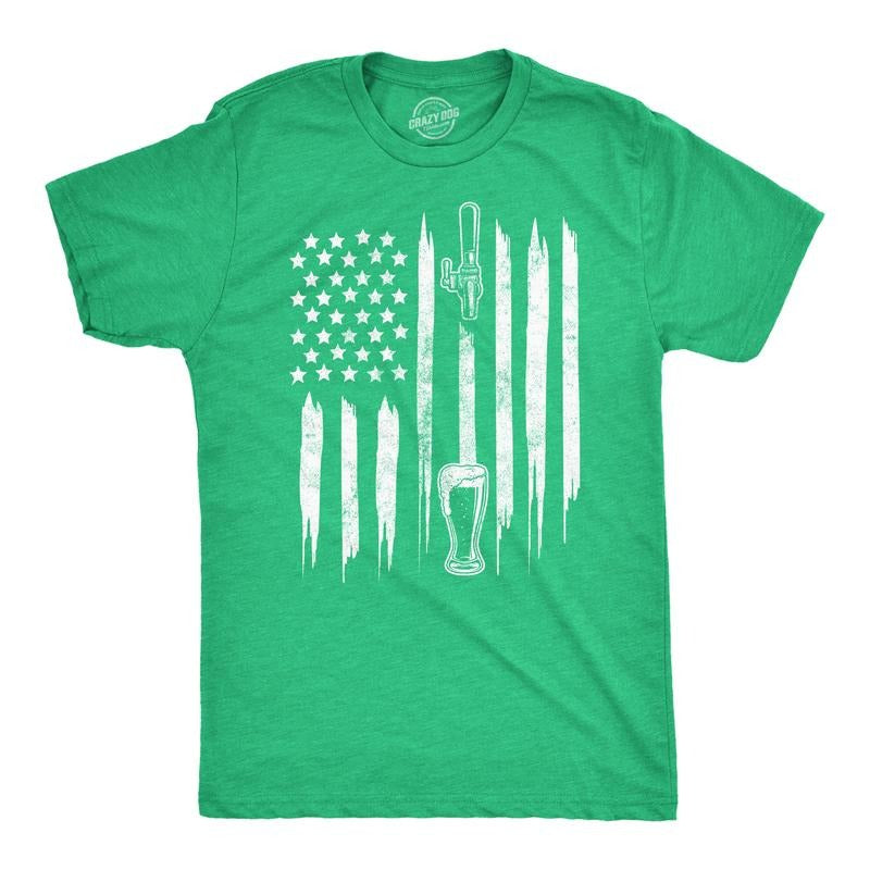 Craft Beer American Flag St Patricks Day Drinking Funny Cool Soft Casual Menswear Green T-Shirts, Hoodie, Sweatshirt