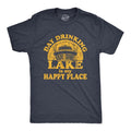 Mens Day Drinking On The Lake Is My Happy Place T Shirt Funny Summer Boating Vacation Graphic Tee Mens Funny T Shirts...