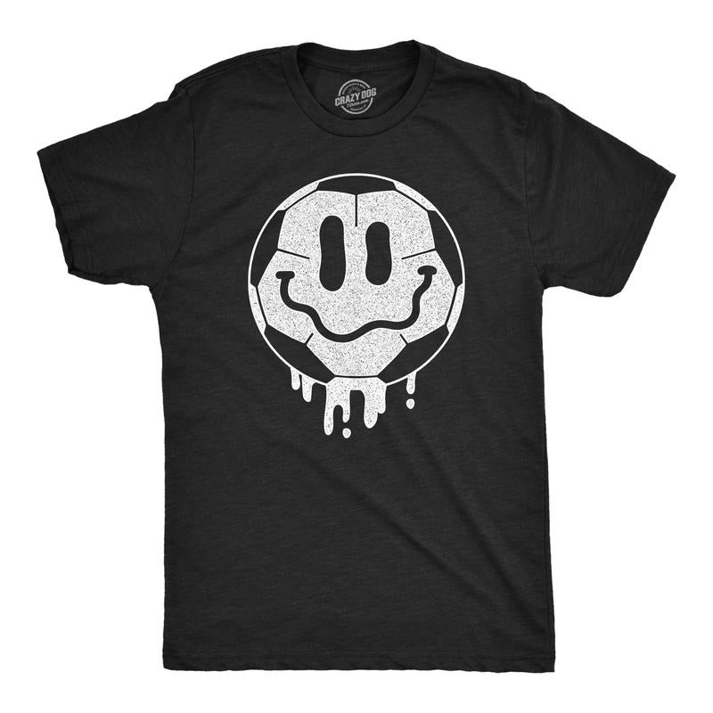 Dripping Soccer Ball Smile Funny Sports Funny Cool Soft Casual Menswear Funny Soccer Short Sleeve Novelty Guys Black T-Shirts, Hoodie, Sweatshirt