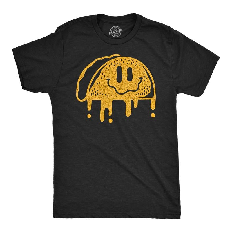 Dripping Taco Smile Funny Mexican Food Funny Cool Soft Casual Menswear Funny Food Short Sleeve Novelty Guys Black T-Shirts, Hoodie, Sweatshirt