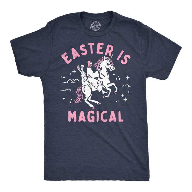 Mens Easter Is Magical Funny T Shirt Sarcastic Easter Bunny Graphic Tee For Men Mens Funny T Shirts Cool Tees Soft...