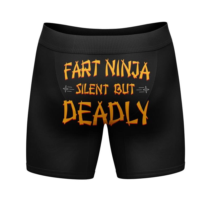 Mens Fart Ninja Silent But Deadly Boxer Briefs Funny Farting Butt Joke Cool Gift for Dad Funny Graphic Boxers Dad Joke ...