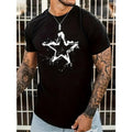 Mens Fashion Star Print T-Shirt - Soft Crew Neck, Lightweight Short Sleeves, Ultra-Comfortable & Breathable