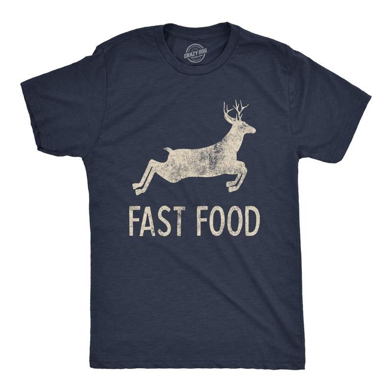Mens Fast Food Tshirt Funny Deer Hunting Season Novelty Graphic Tee Hoodie, Sweatshirt | GrindPrints.com