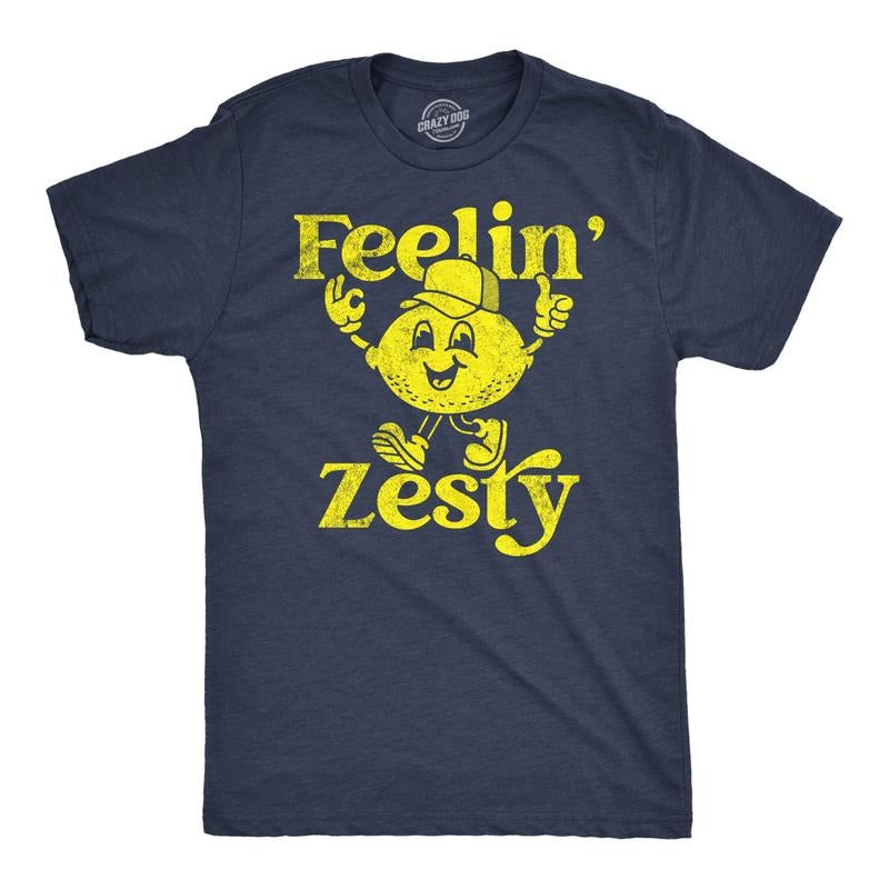 Feelin Zesty Funny Sarcastic Lemon Novelty Funny Cool Soft Casual Menswear Navy T-Shirts, Hoodie, Sweatshirt