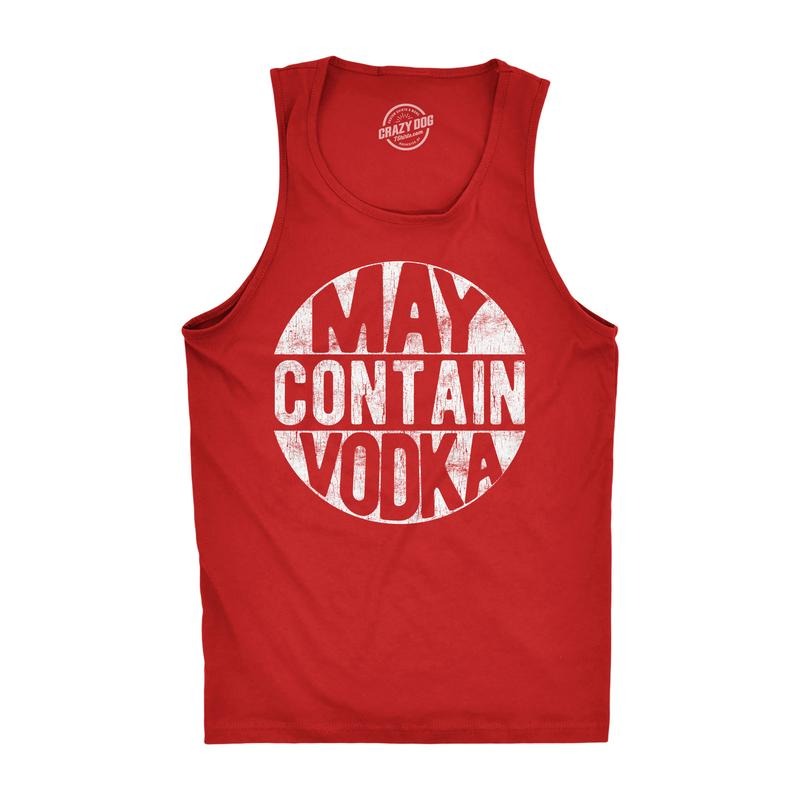 Mens Fitness Tank May Contain Vodka Tanktop Funny Liquor Drinking Party Graphic Sleeveless Funny Workout Shirt for Men...