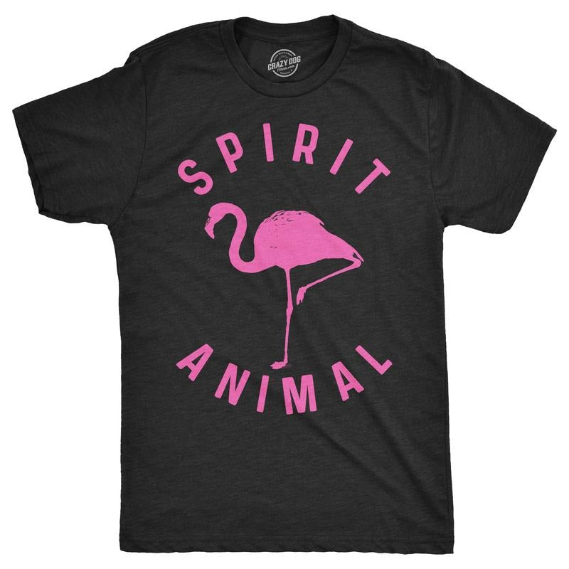 Mens Flamingo Spirit Animal T Shirt Funny Pink Bird Tee for Guys Mens Funny T Shirts Cool Tees Soft Stylish Casual...