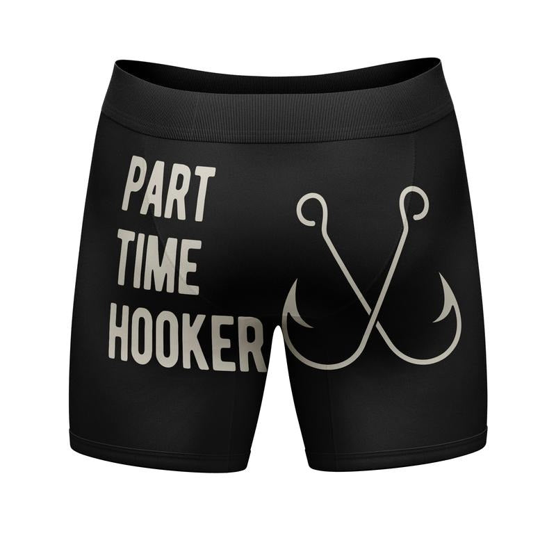 Mens Funny Boxers Part Time Hooker Fishing Graphic Underwear for Men Funny Graphic Boxers Dad Joke  Funny Fishing  Mens...