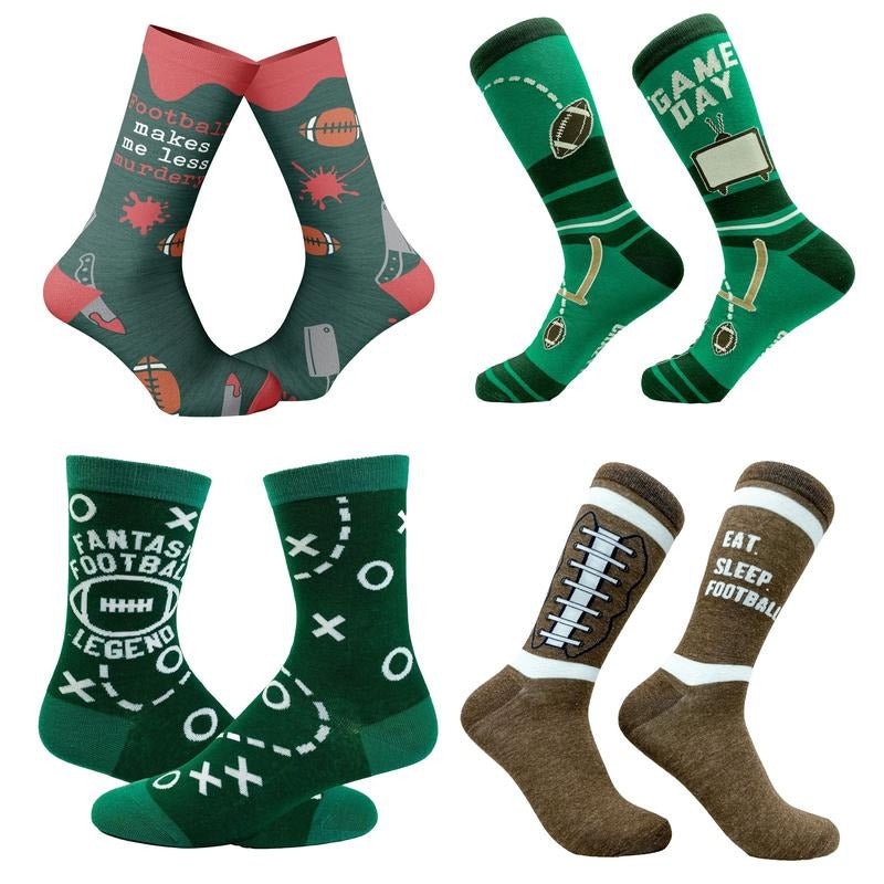Mens Funny Football Socks With Awesome Graphics For Men Funny Graphic Socks Comfortable Fitted Spandex Cotton T-Shirts,...