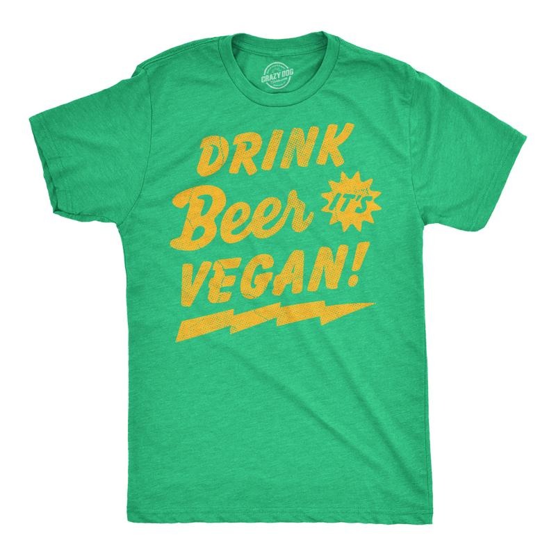 Mens Funny T Shirts Drink Beer Its Vegan Sarcastic St Patricks Day Novelty Tee for Men Mens Funny T Shirts Cool Tees Soft...