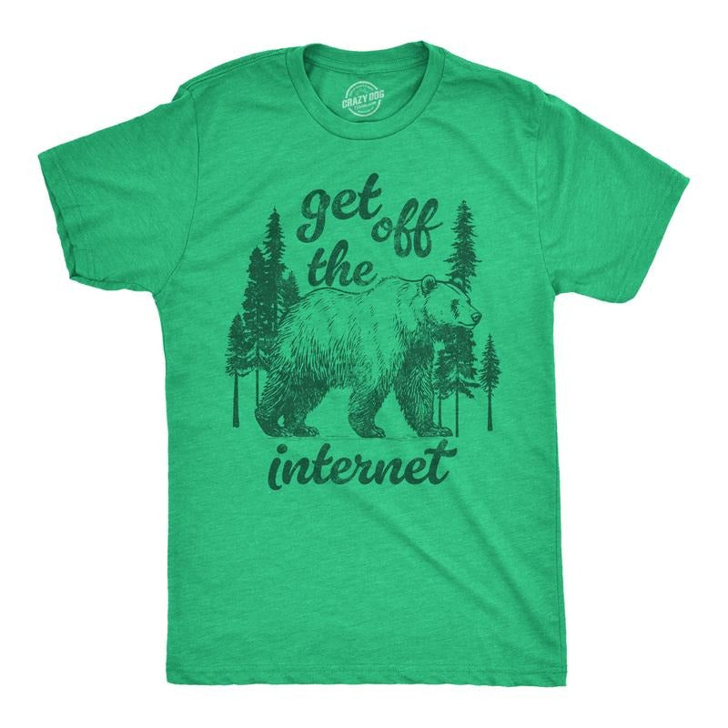 Mens Funny T Shirts Get Off The Internet Sarcastic Nature Lovers Novelty Tee For Men Mens Funny T Shirts Cool Tees Soft...