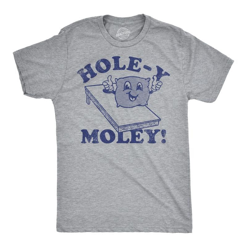 Mens Funny T Shirts Holey Moley Sarcastic Corn Hole Graphic Tee For Men Mens Funny T Shirts Cool Tees Soft Stylish Casual...