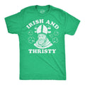 Mens Funny T Shirts Irish And Thirsty Sarcastic St Patricks Day Graphic Novelty Tee For Men Mens Funny T Shirts Cool Tees...