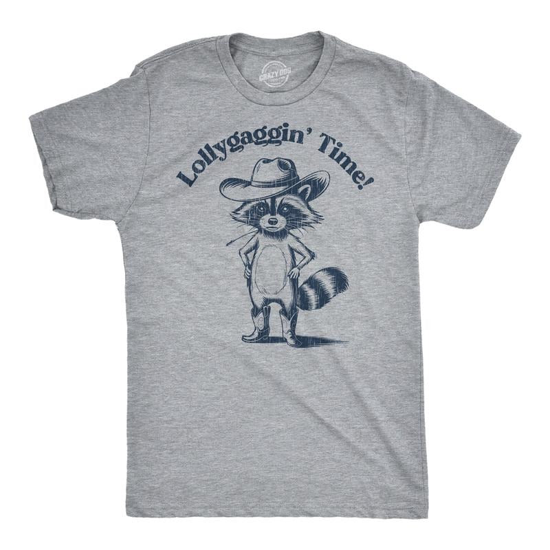 Mens Funny T Shirts Lollygaggin Time Sarcastic Raccoon Graphic Novelty Tee For Men Mens Funny T Shirts Cool Tees Soft...