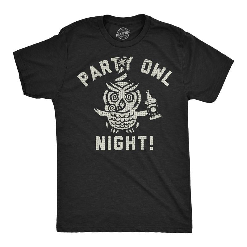 Mens Funny T Shirts Party Owl Night Sarcastic Drinking Graphic Novelty Tee For Men Mens Funny T Shirts Cool Tees Soft...