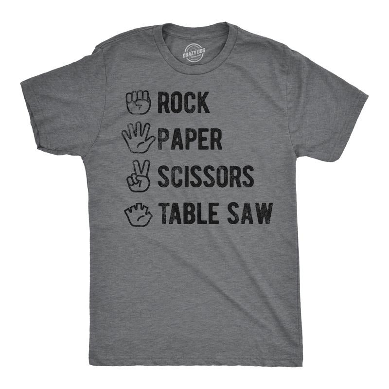 Mens Funny T Shirts Rock Paper Scissors Table Saw Sarcastic Novelty Tee for Men Mens Funny T Shirts Cool Tees Soft...