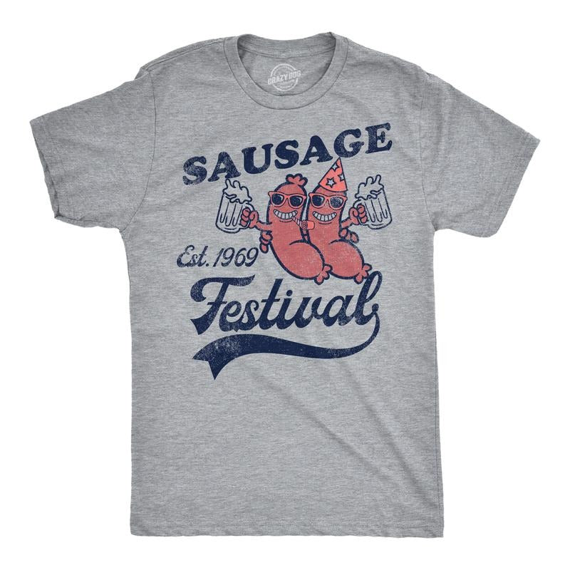 Funny Sausage Festival Sarcastic Funny Cool Soft Casual Menswear Sarcastic Light Grey T-Shirts, Hoodie, Sweatshirt