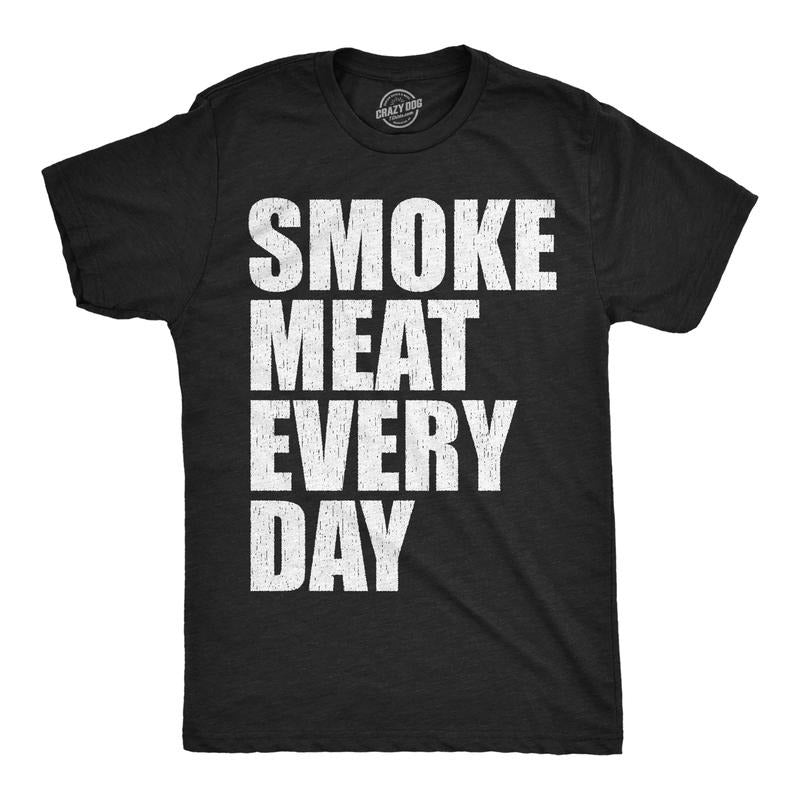 Mens Funny T Shirts Smoke Meat Every Day Sarcastic Cooking Graphic Novelty Tee For Men Mens Funny T Shirts Cool Tees Soft...